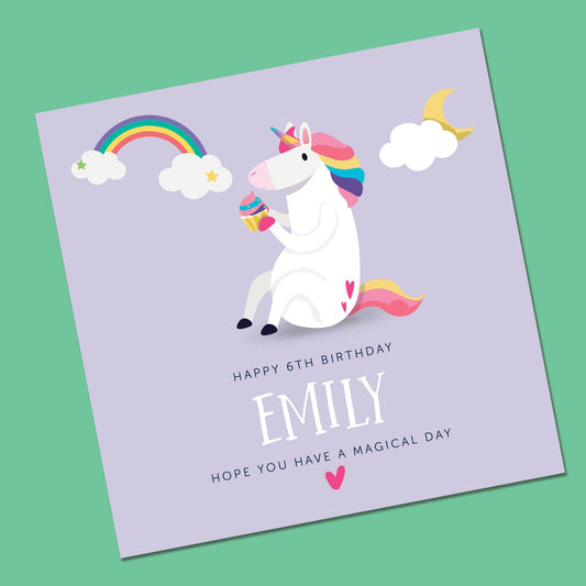 Any age Birthday Card for girl, Birthday Card for her, Personalised Birthday Card for Girl, Unicorn Birthday Card, birthday card daughter