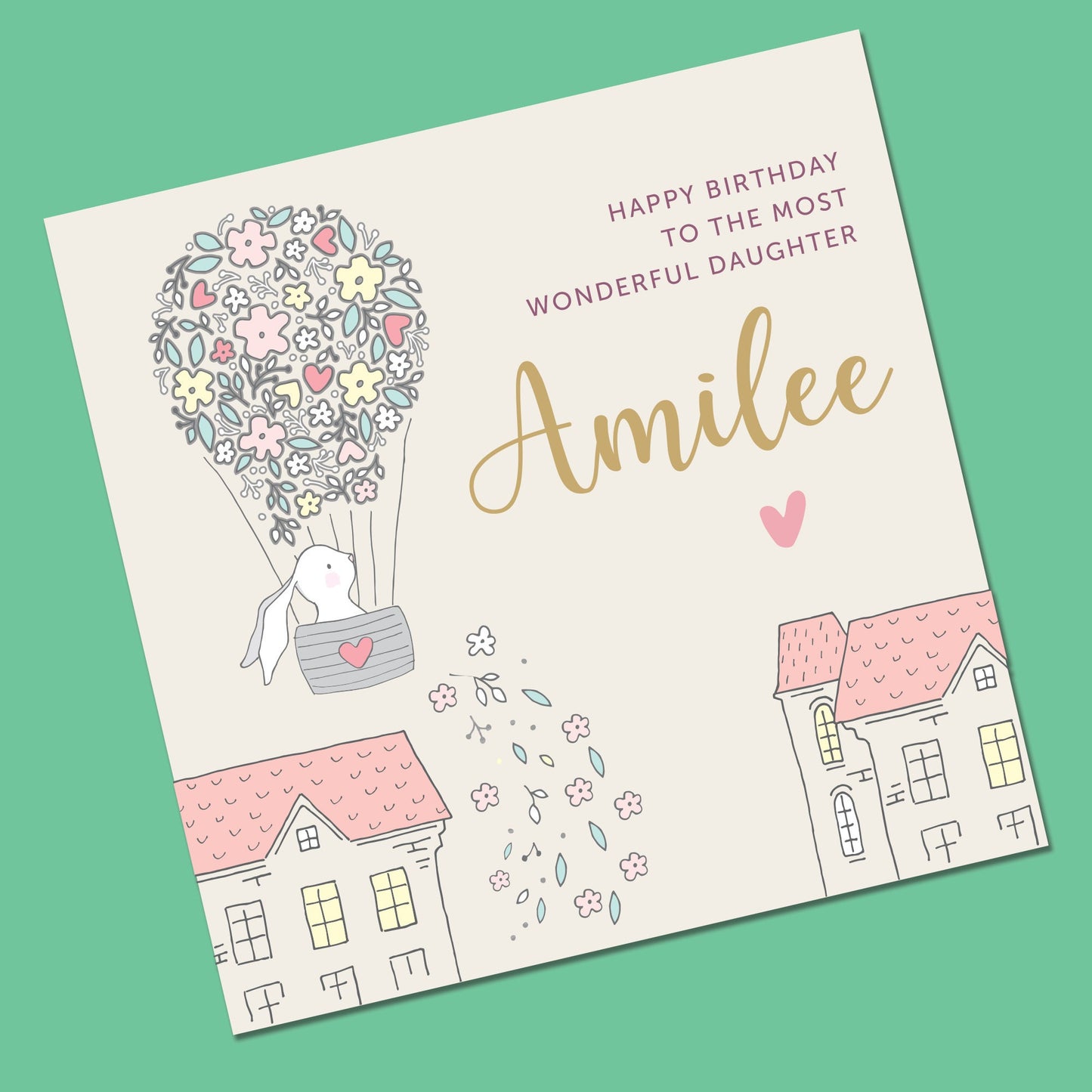 Birthday card for Daughter, Personalised, Happy birthday to a wonderful Daughter, Birthday card for Granddaughter, Card for Niece