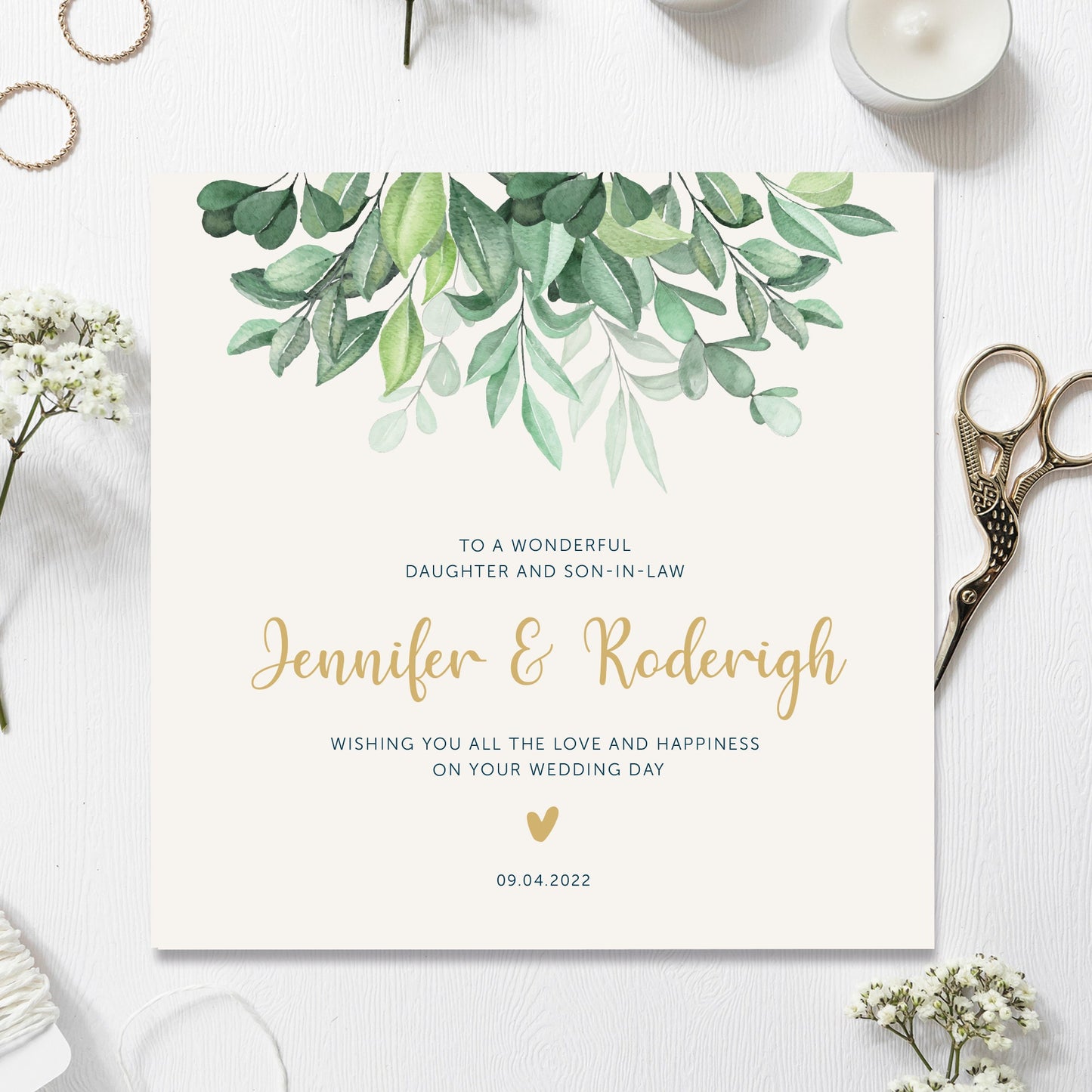 Wedding Card, Personalised Wedding Card, Son and Daughter-in-law card, Daughter and Son-in-law card, Floral wedding card