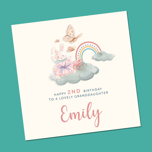 Personalised Any age birthday card, First Birthday for her, daughter,niece, granddaughter, greeting card,handmade young girl card rainbow,