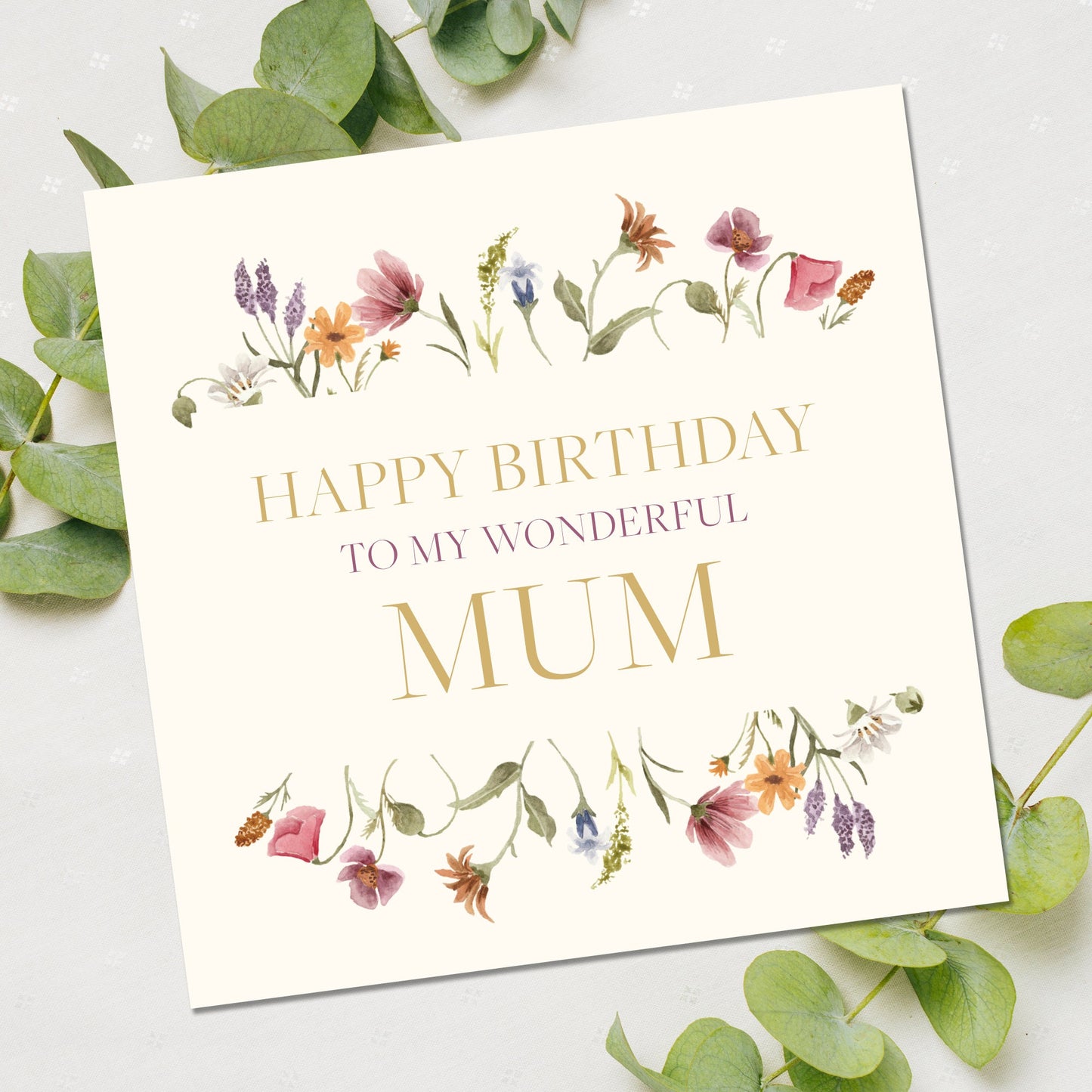 Wonderful Mum Birthday Card, Mothers day cards, Birthday Card For Mum, Happy Birthday Card, Ma, Mo, Floral Card