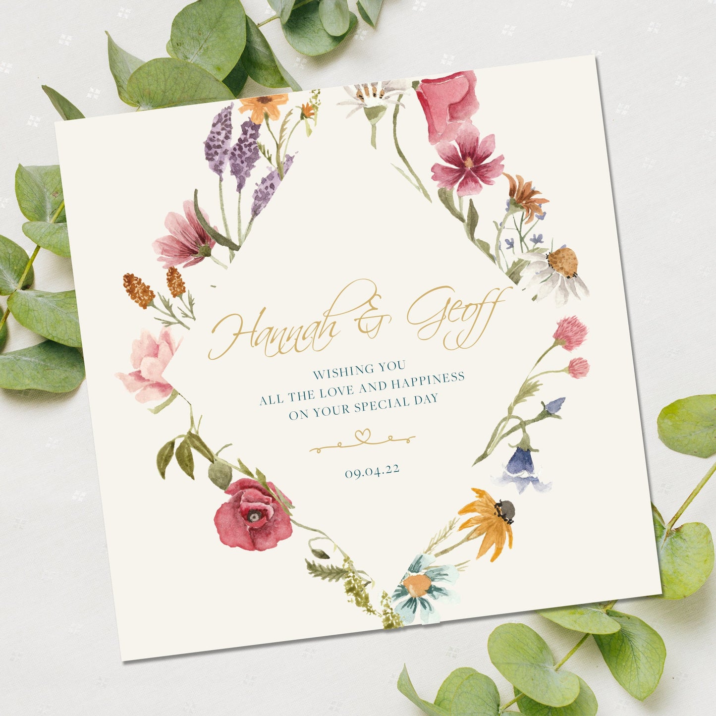 Wedding Card | Personalised Wedding Card | Newlywed card | Floral wedding card | Wild flower wedding card