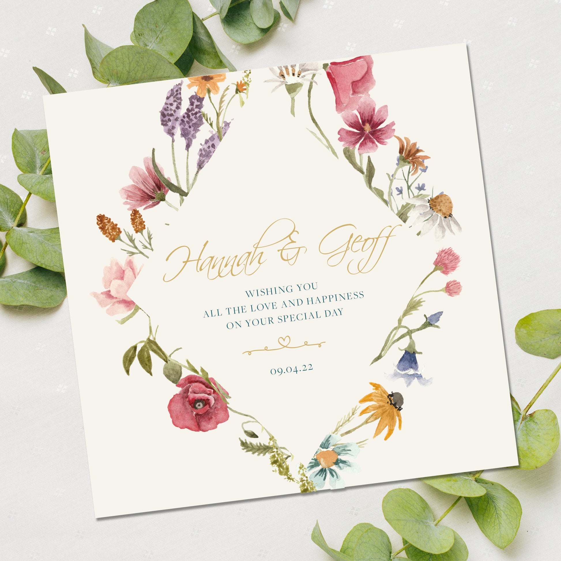 Wedding Card | Personalised Wedding Card | Newlywed card | Floral wedding card | Wild flower wedding card