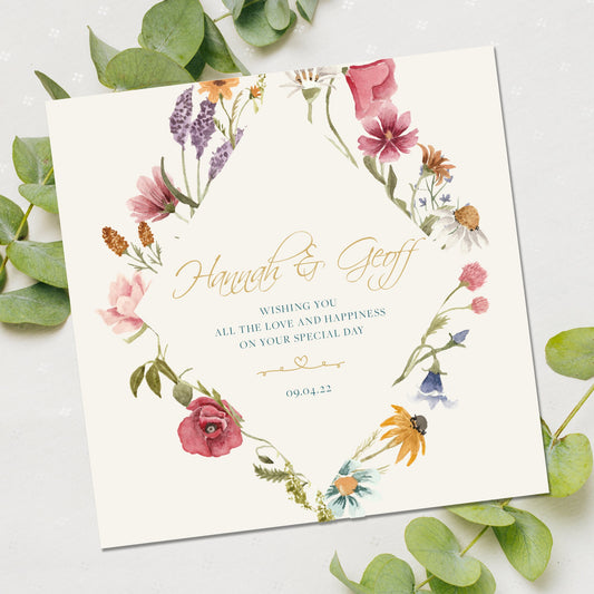 Wedding Card | Personalised Wedding Card | Newlywed card | Floral wedding card | Wild flower wedding card