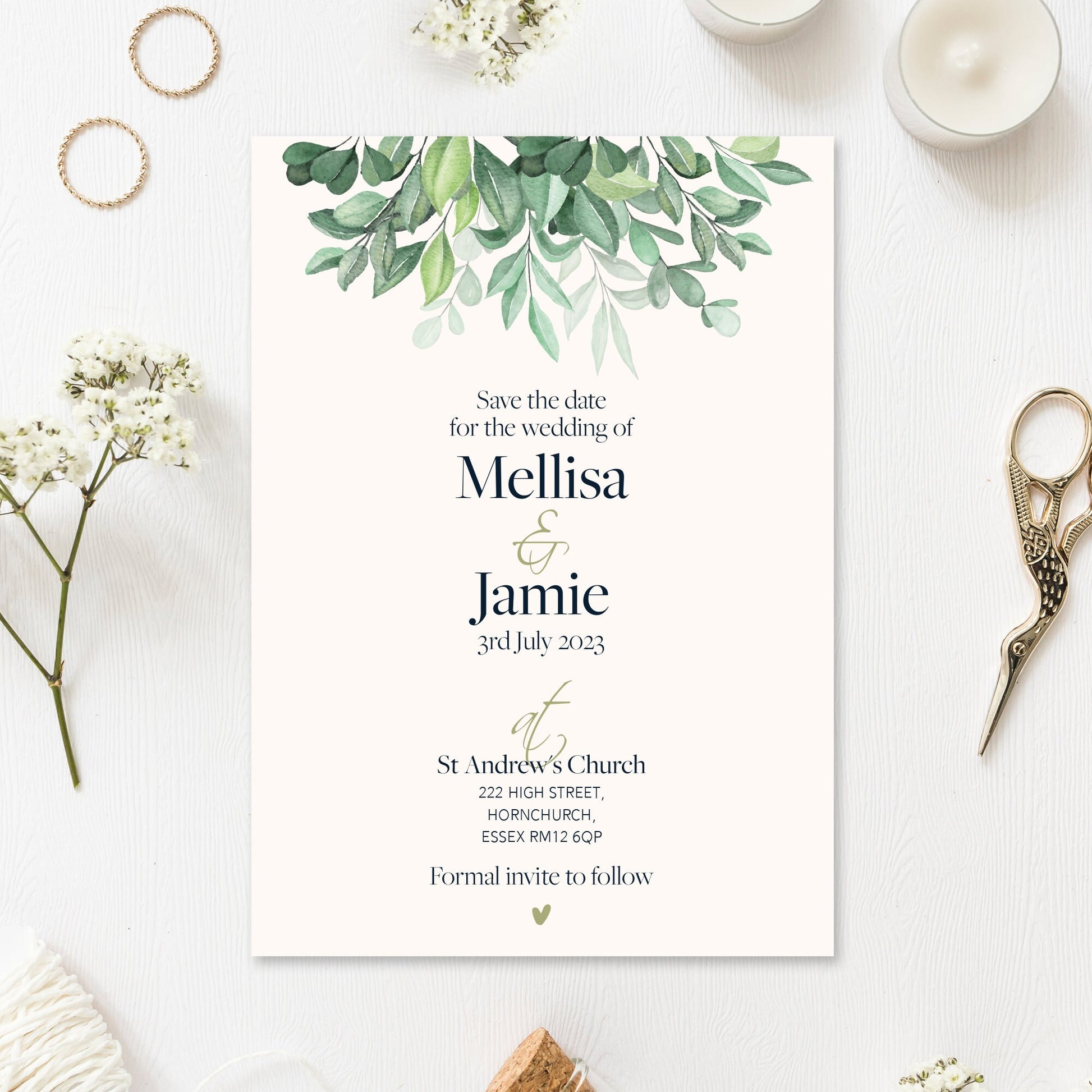 Mellisa - Simple Floral Elegant, Wedding Invitation, Save the date Wedding, Elegant Wedding Save the date, Modern Wedding invites