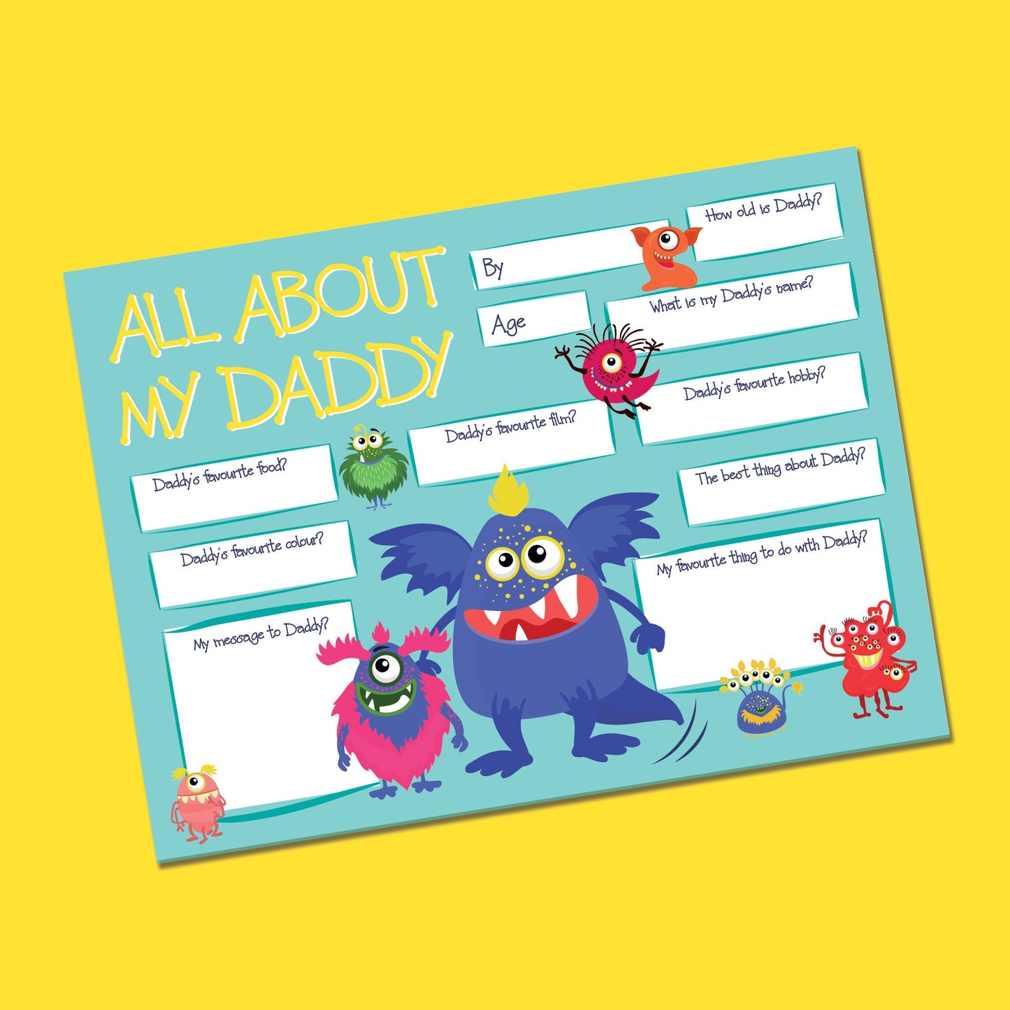 Dad Birthday Day Card, Father's Day Card, Gift, Birthday Card, Personalised Interview Q&A, Keepsake, Funny Card to Dad,  Toddler,