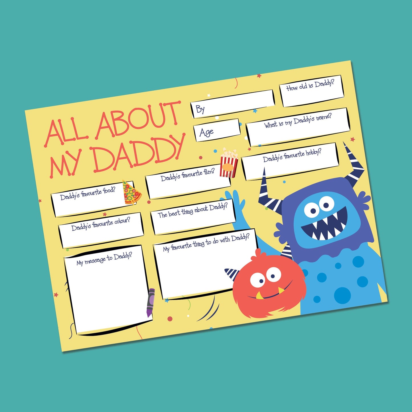 Fathers Day Card, Father's Day Card, Gift, Birthday Card, Personalised Interview Q&A, Keepsake, Funny Card to Dad,  Toddler,  Children, Kids