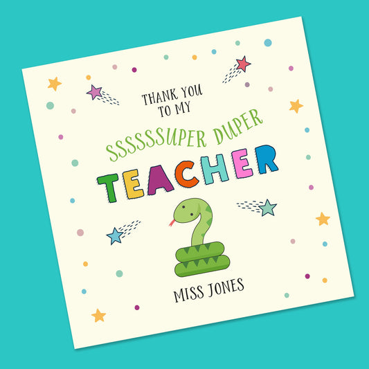 Fun Teacher Card, Thank you Teacher Card, Personalised Teacher Card, Card to teacher, End of Ter, Teaching assistant, card for him