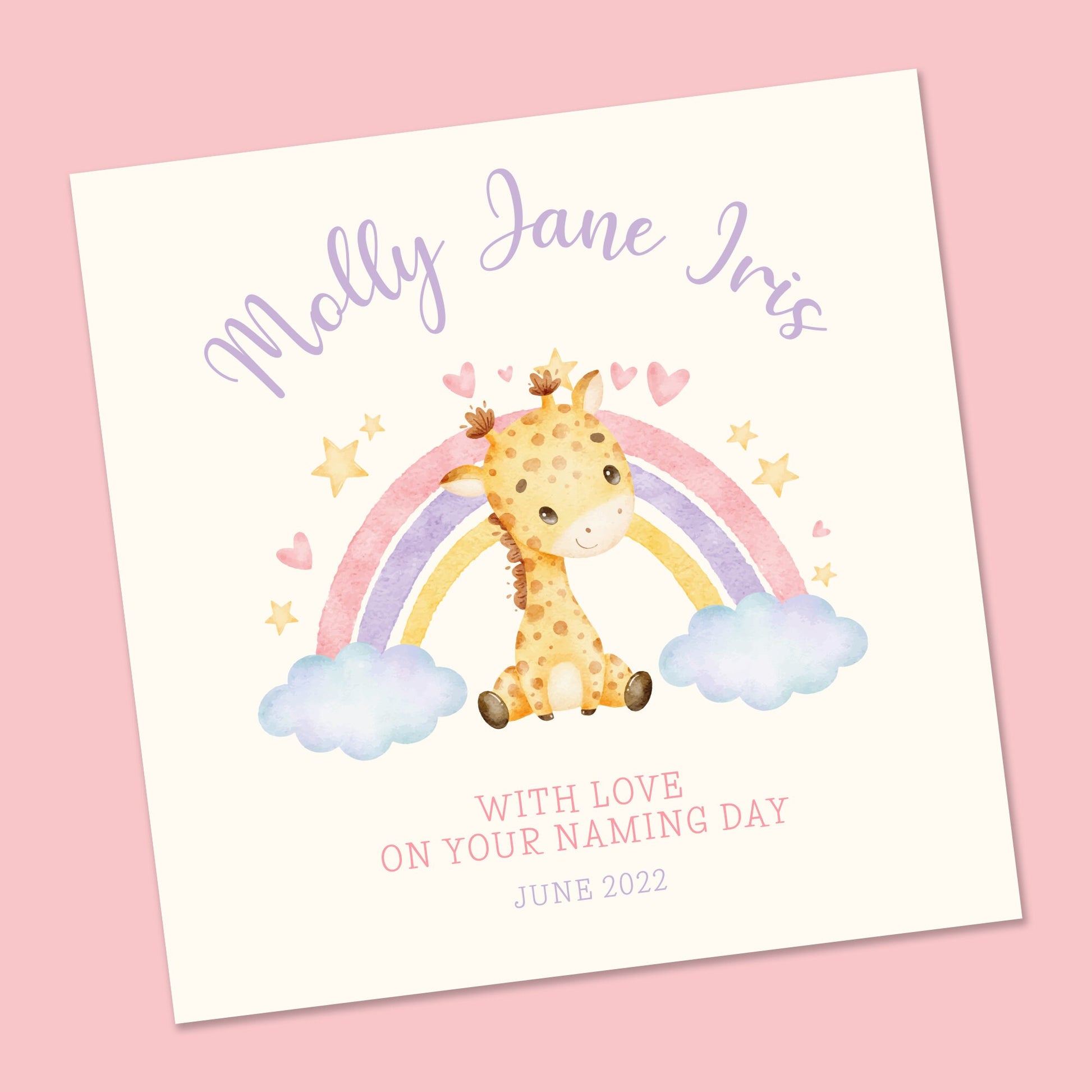 Personalised Christening Card, Christening Card for Girl, Baptis Customised Baby Card, Baby, Naming Card