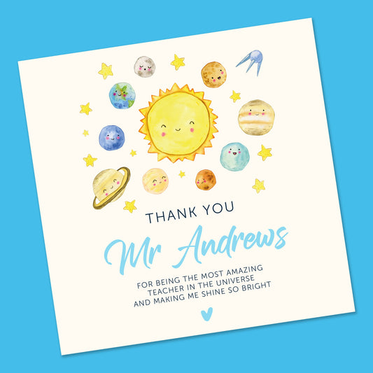 Best Teacher in the universe, Teacher card for him, Teacher Card, Thank you Teacher Card, Personalised Teacher Card, Teaching assistant