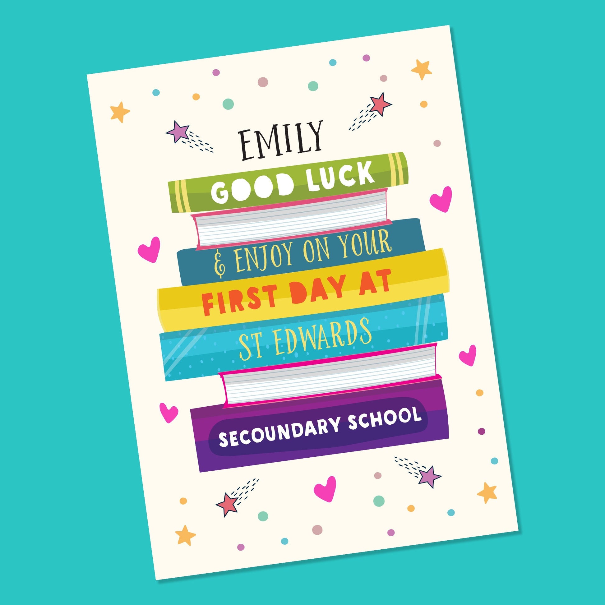 First day at School Card, Back to School, First day Infant School, Primary school card, New School Card, Personalised back to school card