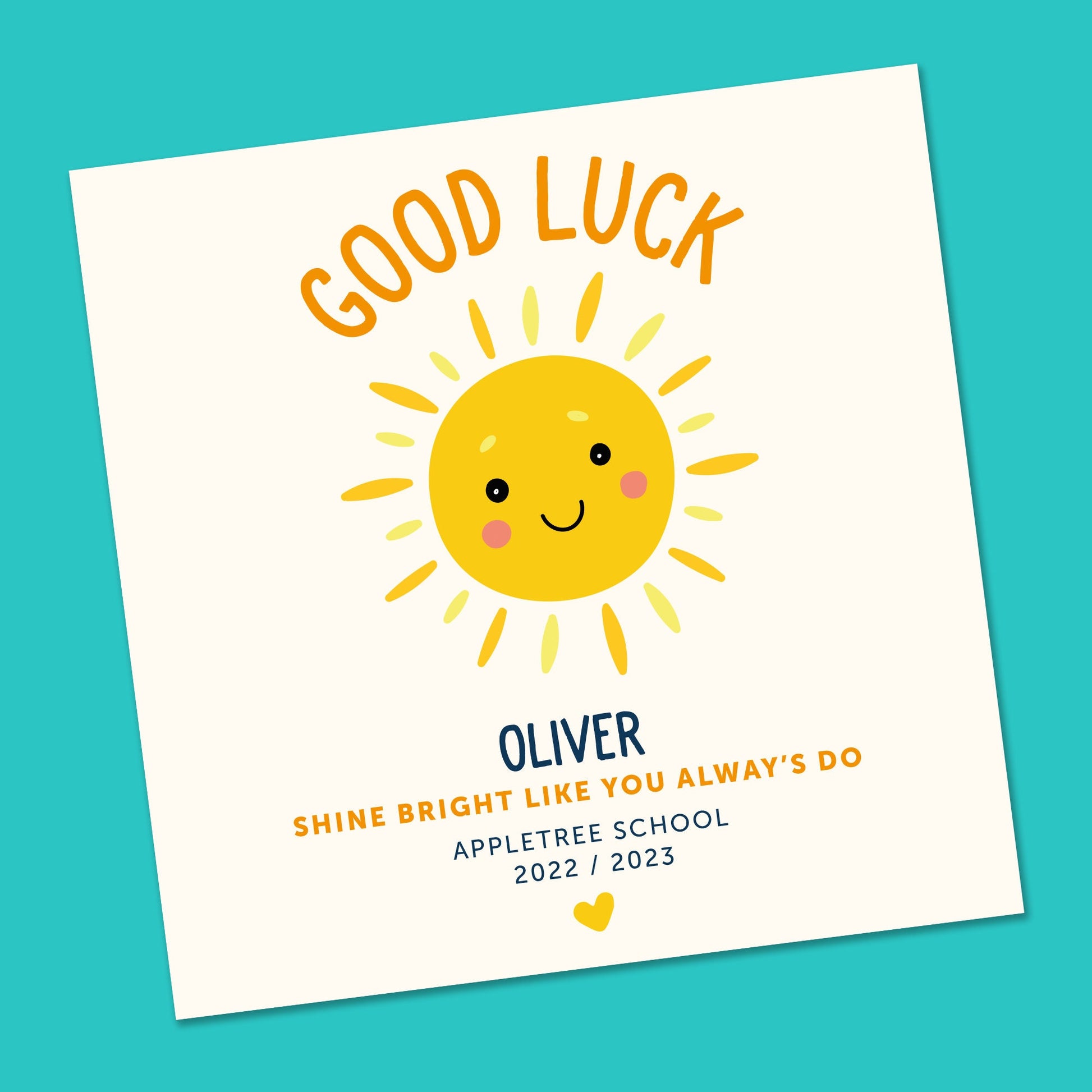 First day at School Card, First day of Secondary School, Primary school card, New School Card, Personalised good luck card, Shine Bright