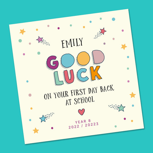 First day at School Card, First day of Secondary School, Back to school card, New School Card, Personalised good luck card