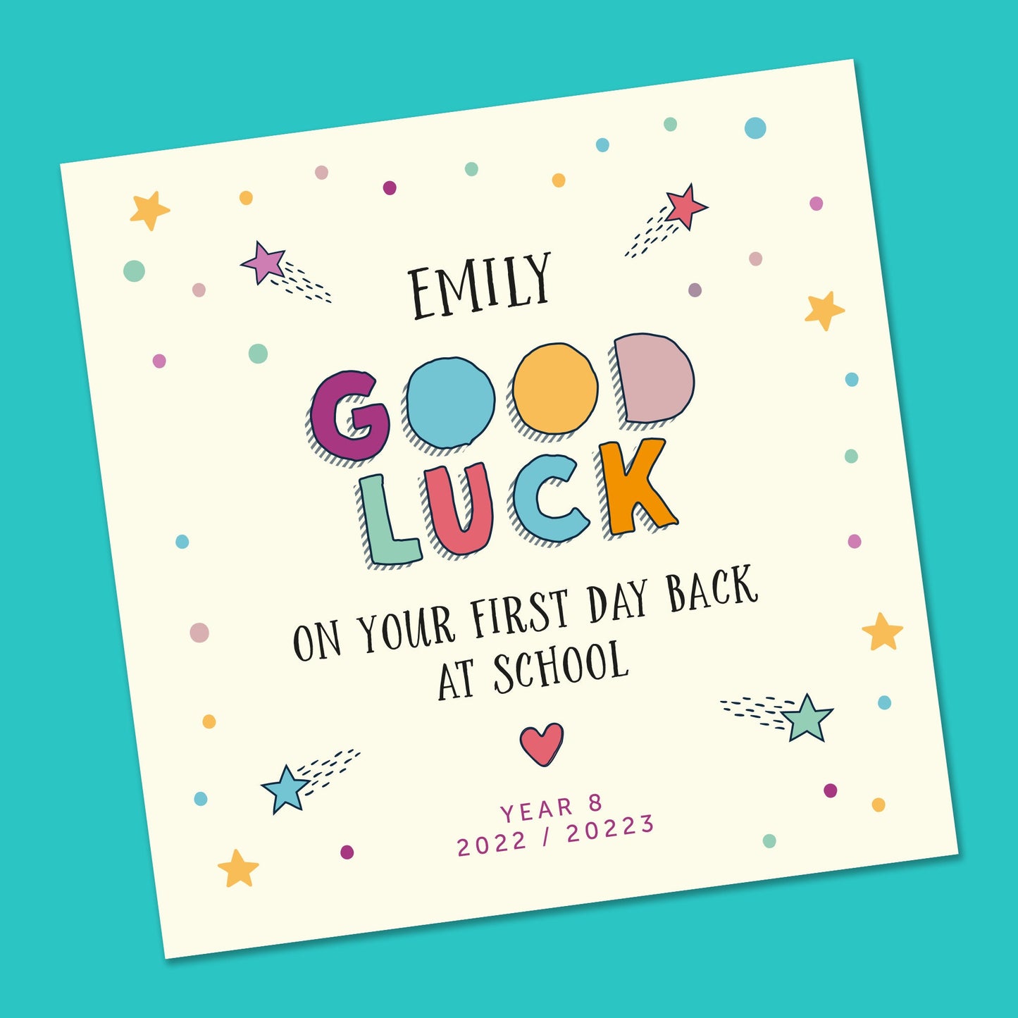 First day at School Card, First day of Secondary School, Back to school card, New School Card, Personalised good luck card