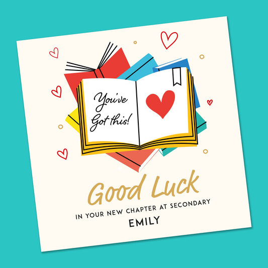 First day at School Card, Back to School, First day of Secondary School, Primary school card, New School Card, Personalised good luck card