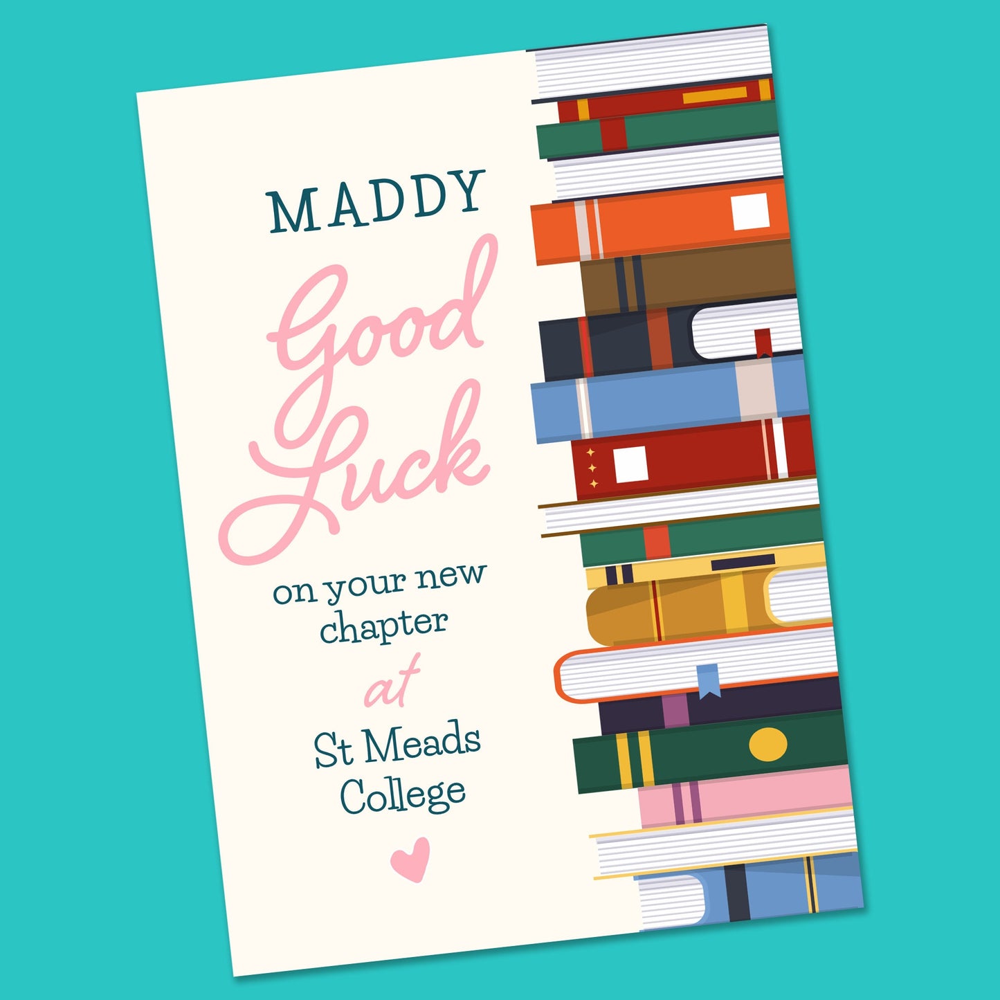 Good luck College Card, Card for Girl, First day at University, Back to School, First day Secondary School, New School Card, good luck