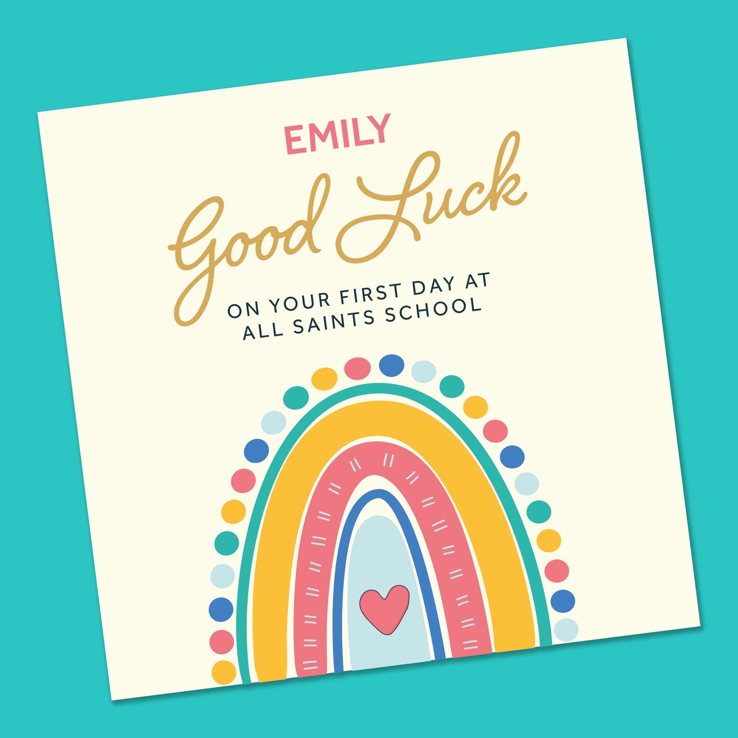 First day at School Card, Back to School, First day of Secondary School, Primary school card, New School Card, Personalised good luck card