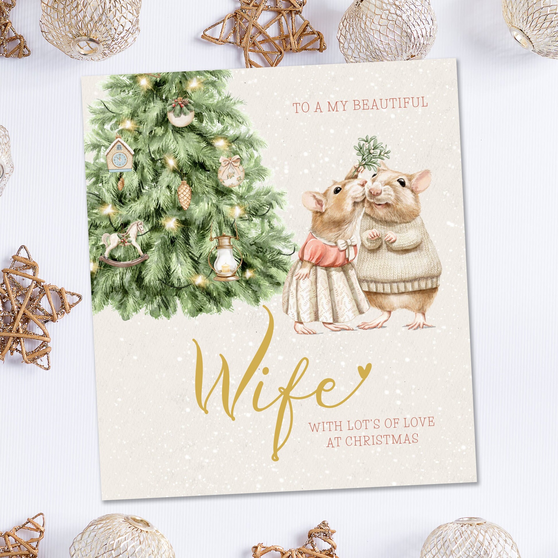 Christmas Card for Wife | Personalised Wife Christmas Card | Wife christmas card penguin | Personalised wife christmas card with penguin