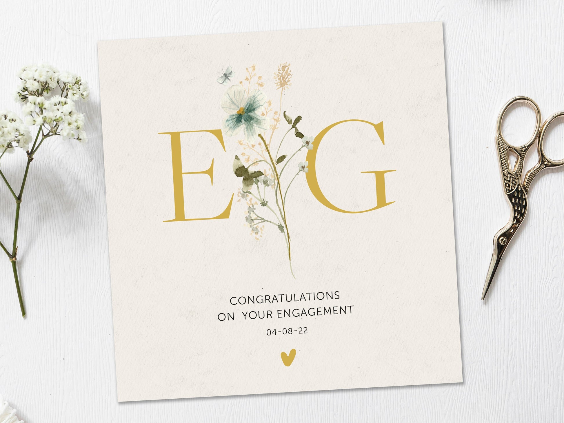 Engagement Card, Initials Personalised Engagement Card, Congratulations on your Engagement card, You're engaged card, On your engagement