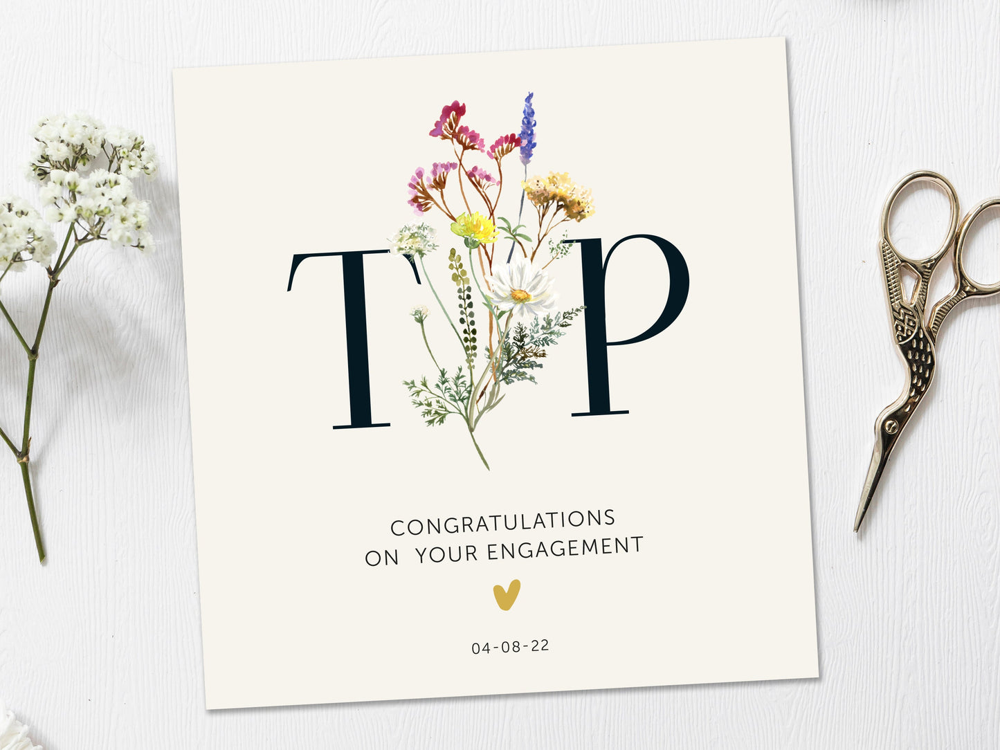 Engagement Card, Initials Personalised Engagement Card, Congratulations on your Engagement card, You're engaged card, On your engagement