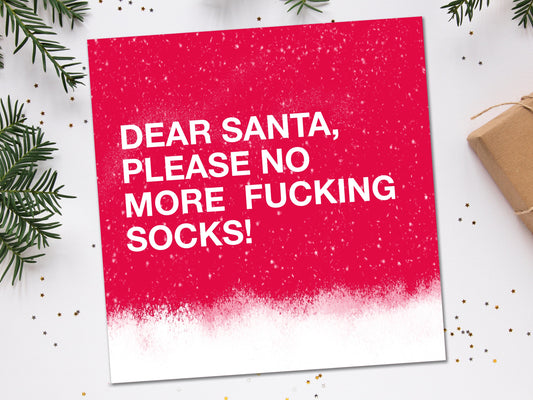 Funny Christmas Card, No more socks card, Rude Christmas Card, Funny Christmas Card for her, Funny Christmas card for him