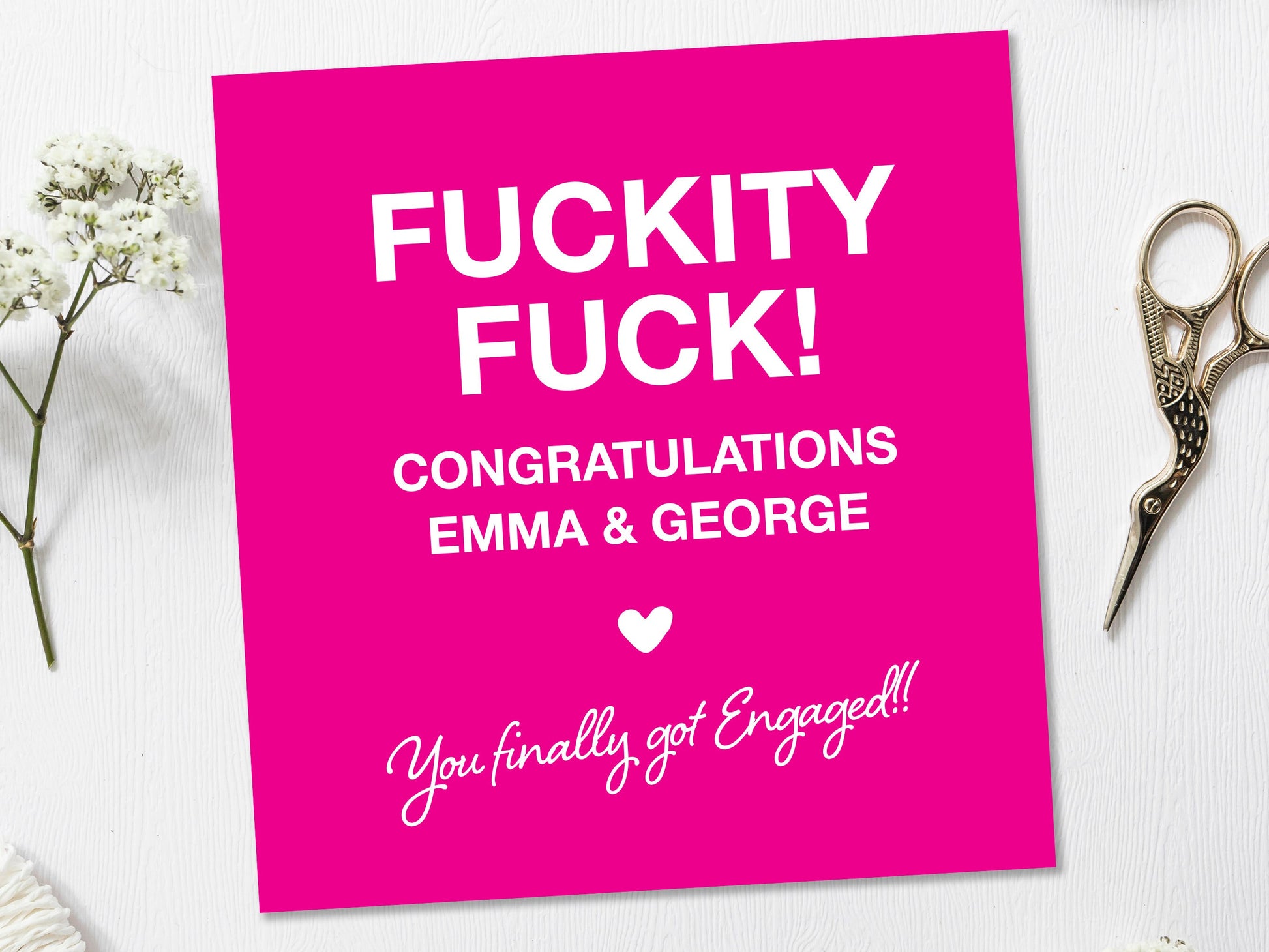 Funny Engagement Card, Personalised Engagement Card, Personalised Congratulations on your Engagement card, Fucking finally Engagement card