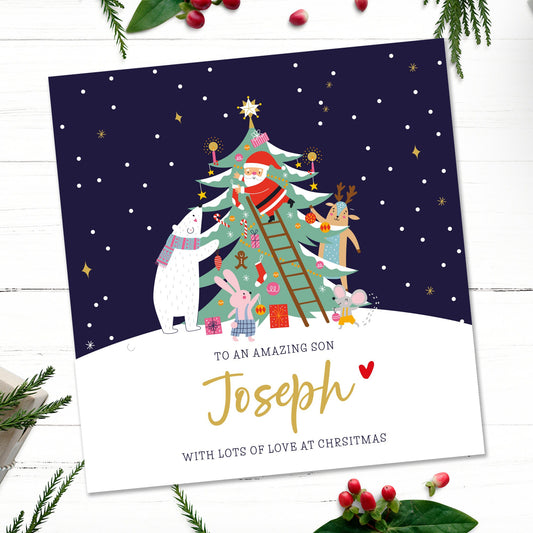 Childrens Personalised Christmas Card, for boys, girls, Son, Grandson, Nephew, Daughter, Granddaughter, Niece