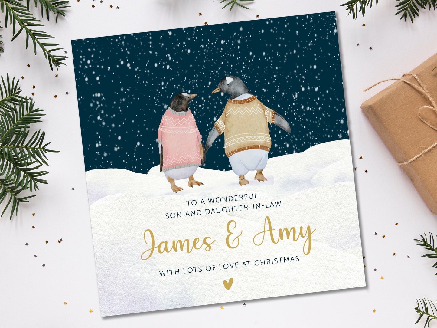 Christmas Card for a Couple, Personalised Christmas Card, Son and Daughter-in-law card, Daughter and Son-in-law card, Christmas gift