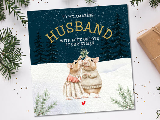 Christmas Card for Husband | Husband Christmas Card | Husband christmas card with mouse | Personalised Husband christmas card