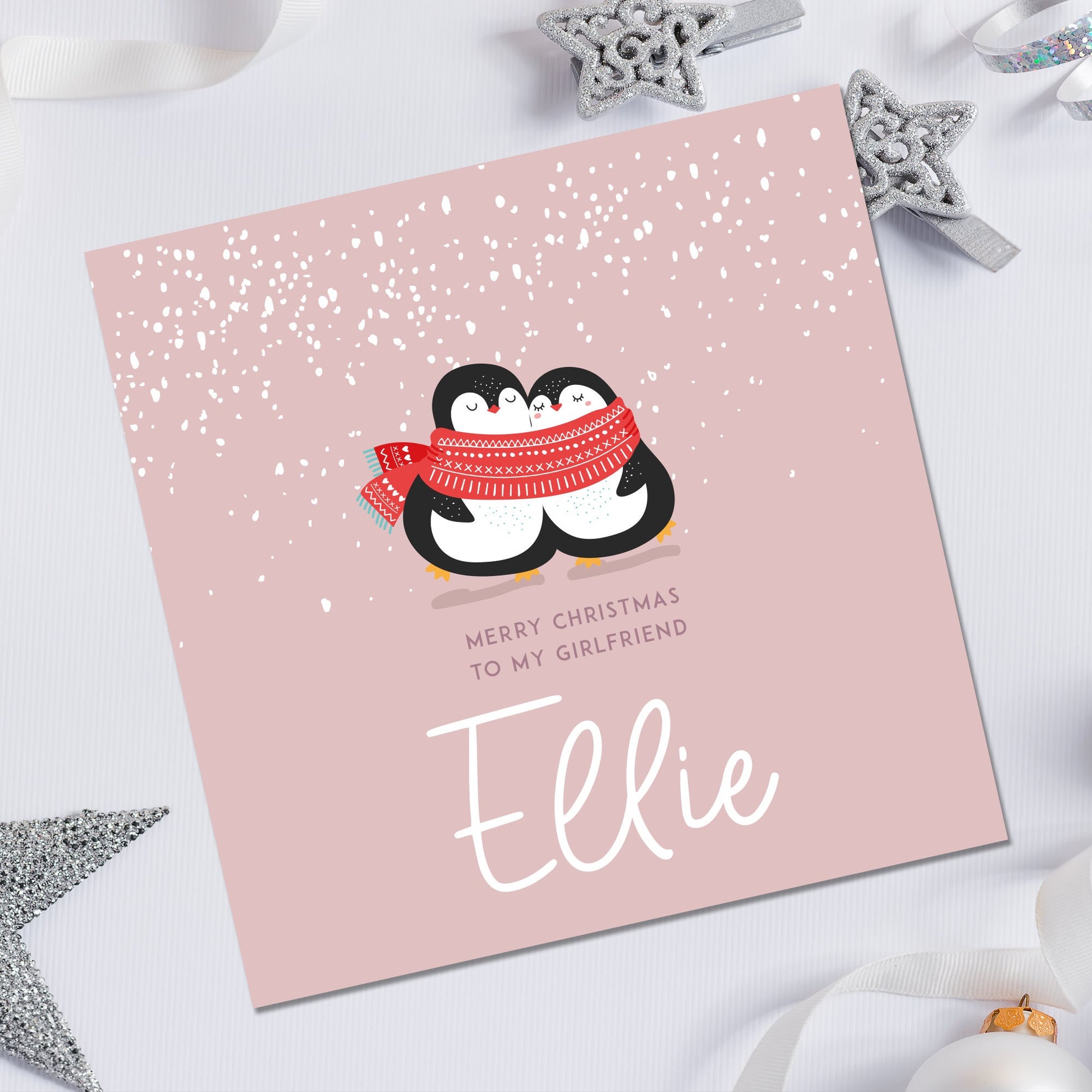 Christmas Card for Girlfriend | Girlfriend Christmas Card | Girlfriend christmas card with penguin | Wife christmas card with penguin