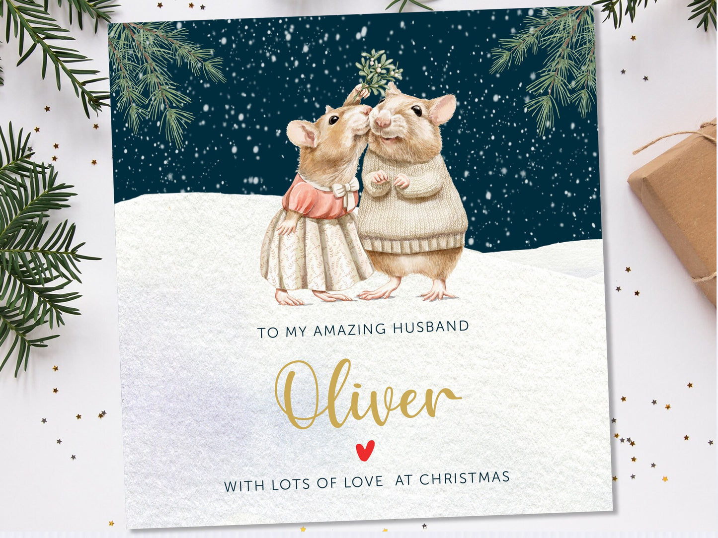 Christmas Card for Husband | Husband Christmas Card | Husband christmas card with Hedgehog | Personalised Husband christmas card