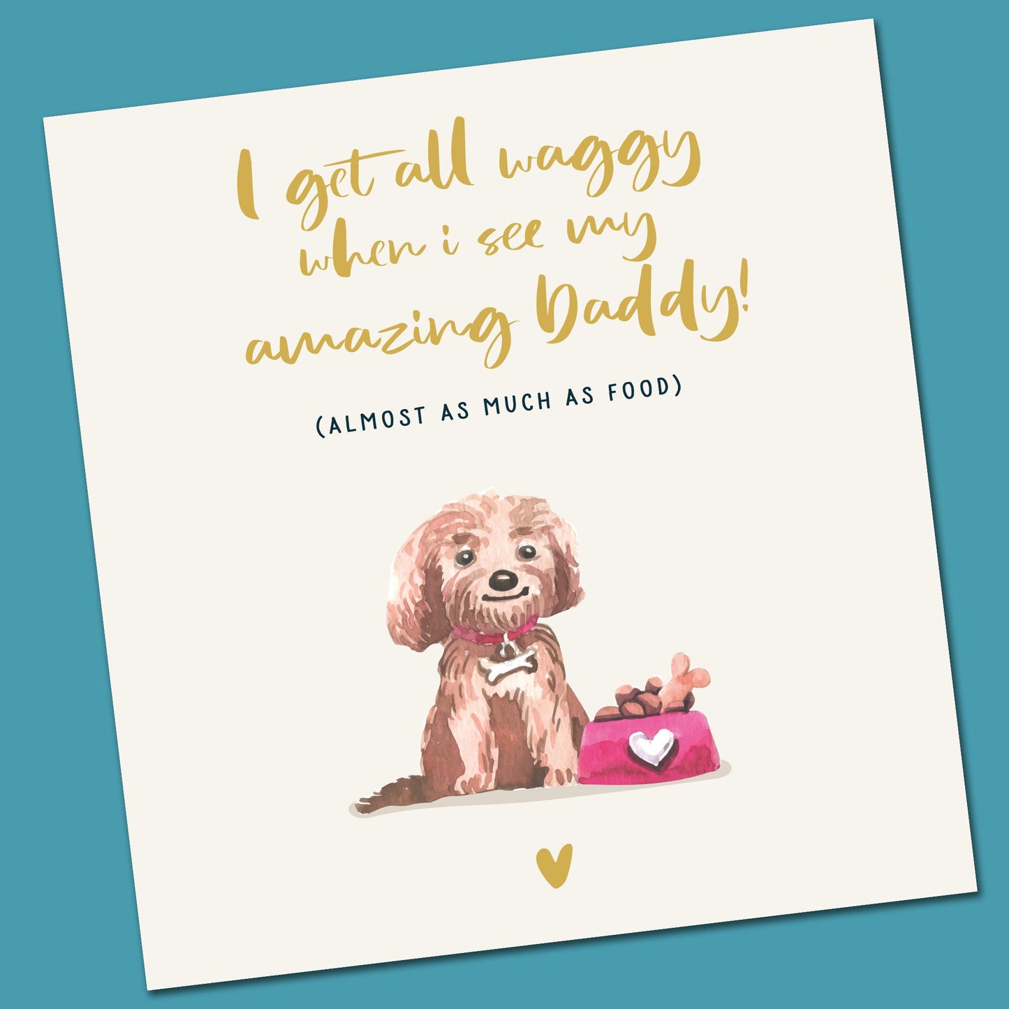 Waggy Dog Dad Valentine Card, Dog Lover Funny Valentine, Birthday Card For Him, Funny Dog Card For Husband, Valentines Day From The Dog