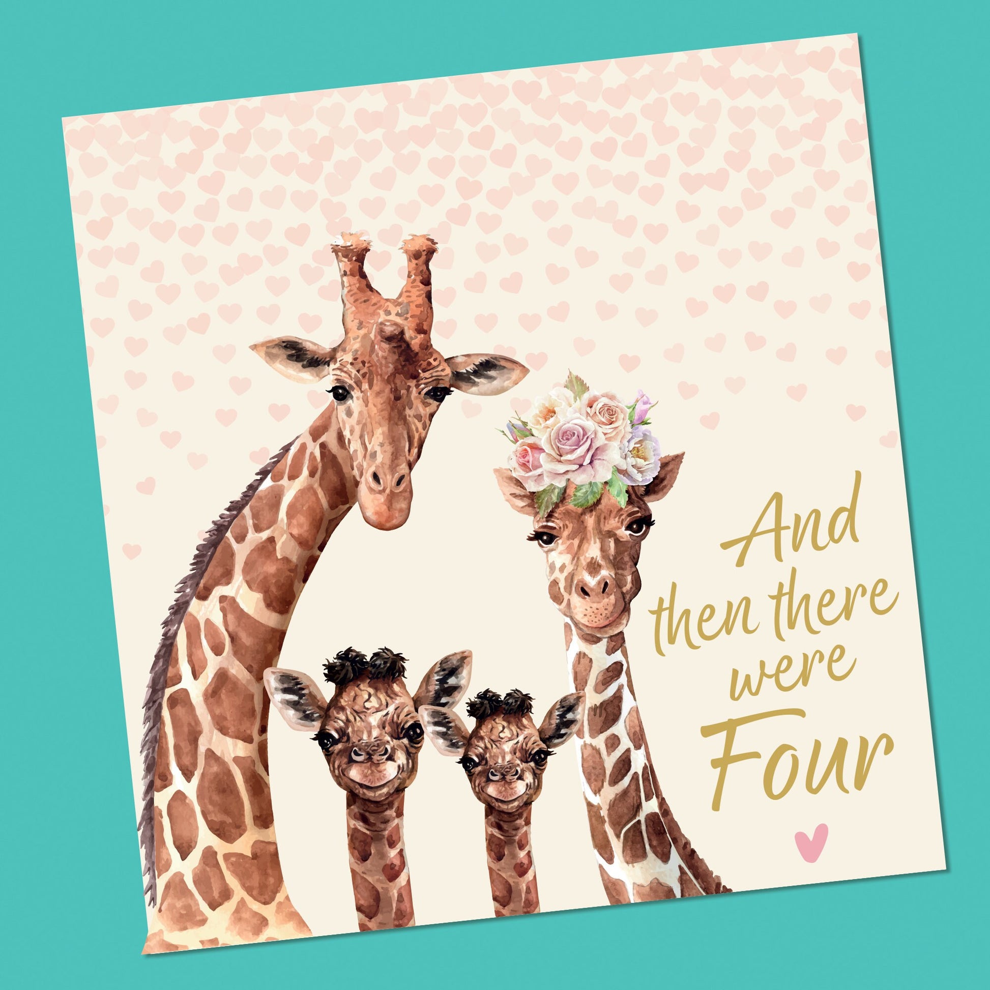 And then there were four, Personalised new baby card, Congratulations, welcome to the world Baby Card, New Parents, baby Boy, Baby Girl