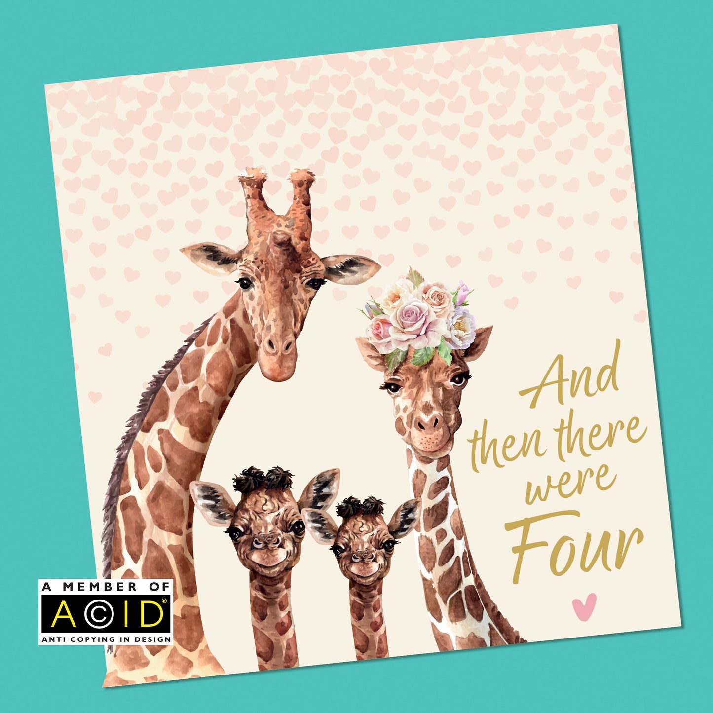 And then there were four, Personalised new baby card, Congratulations, welcome to the world Baby Card, New Parents, baby Boy, Baby Girl