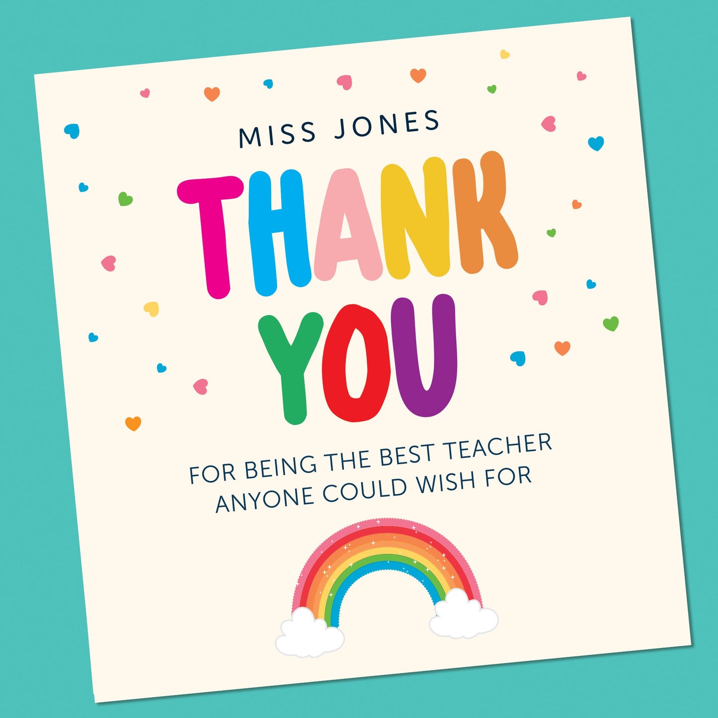 Amazing Teacher, Teacher card for her, Teacher Card, Thank you Teacher Card, Personalised Teacher Card, Teaching assistant, Rainbow card