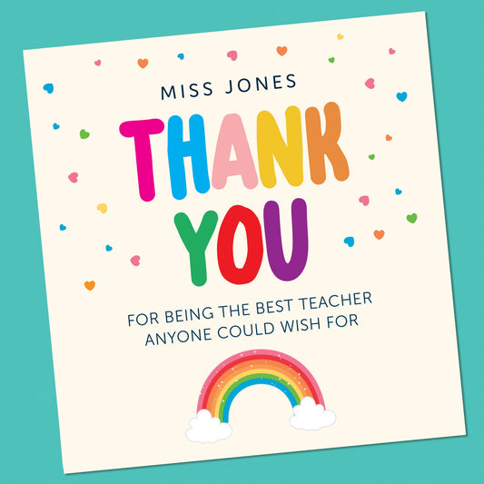 Amazing Teacher, Teacher card for her, Teacher Card, Thank you Teacher Card, Personalised Teacher Card, Teaching assistant, Rainbow card