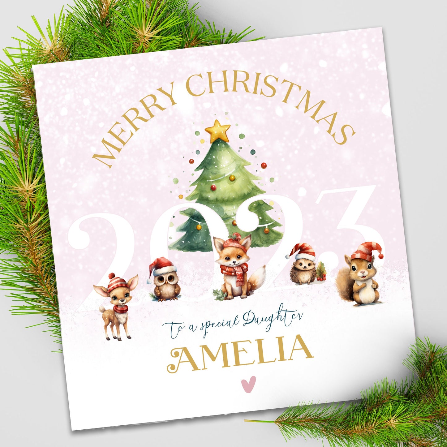 Girls Christmas Card, Personalised Christmas Card for Daughter, Daughter Christmas card, Niece Christmas card, Granddaughter Christmas card