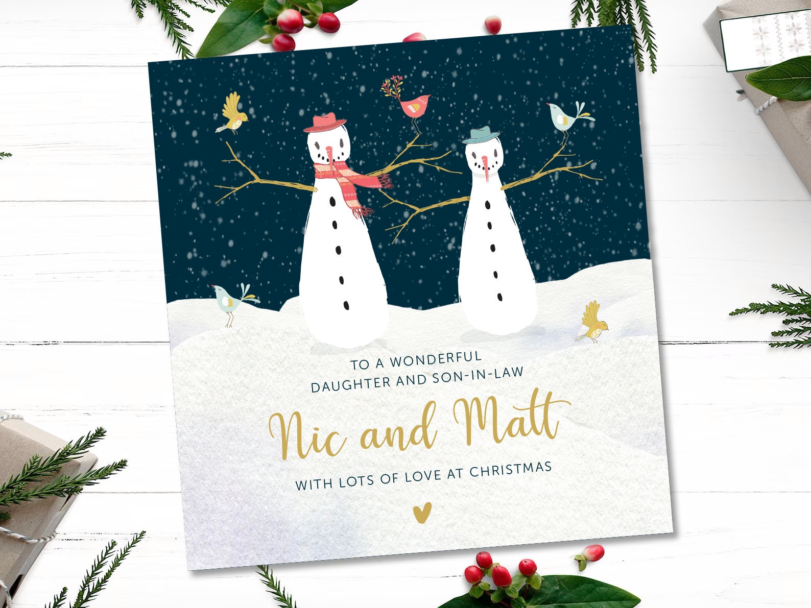 Christmas Card for a Couple, Personalised Christmas Card, Son and Daughter-in-law card, Daughter and Son-in-law card, Christmas gift