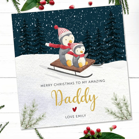 Personalised Daddy Christmas Card, Dad Christmas Card, Christmas Card With Family Names, Christmas Card For Daddy, Christmas gift For Dad