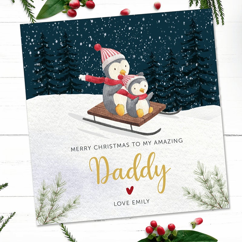 Personalised Daddy Christmas Card, Dad Christmas Card, Christmas Card With Family Names, Christmas Card For Daddy, Christmas gift For Dad