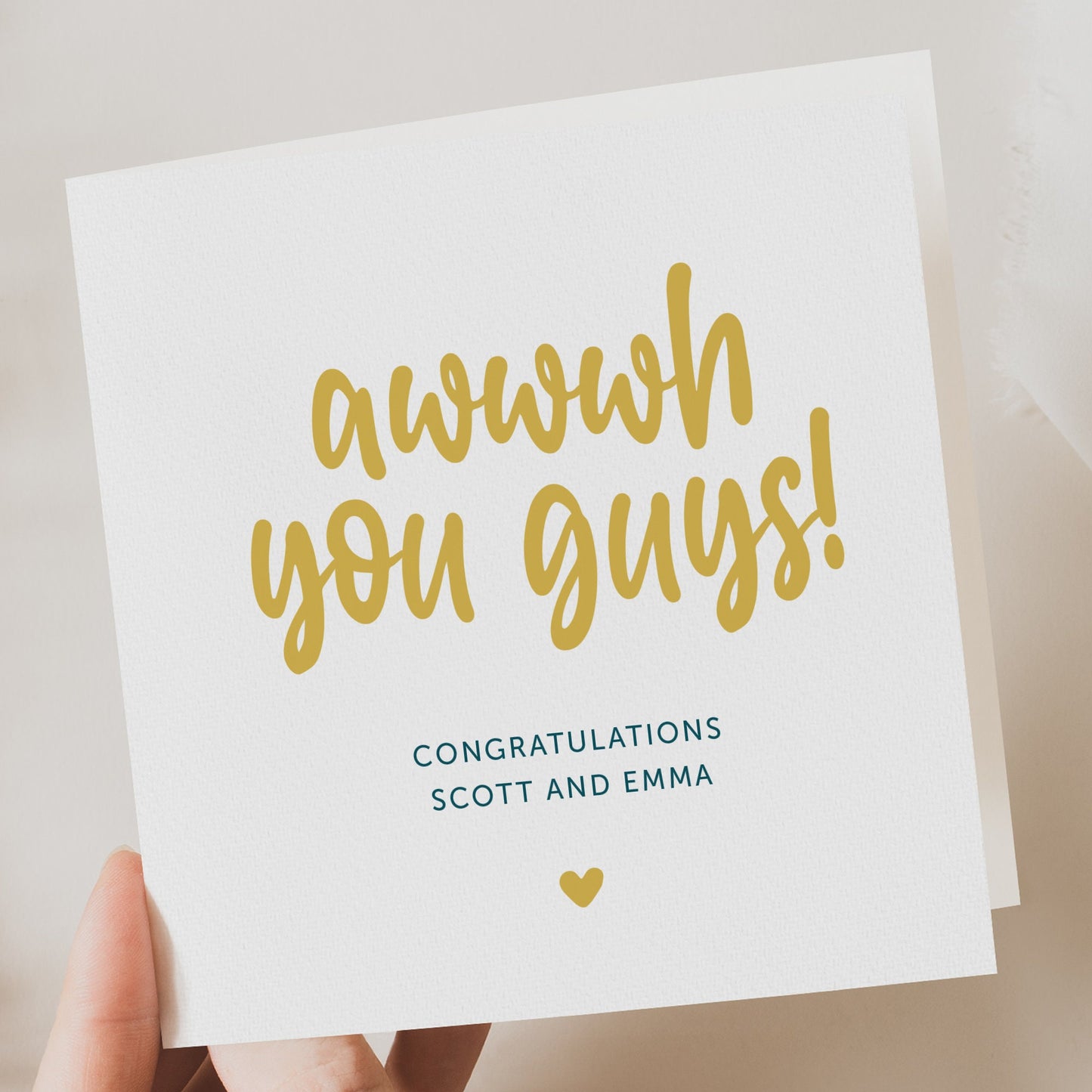 Personalised gold engagement card