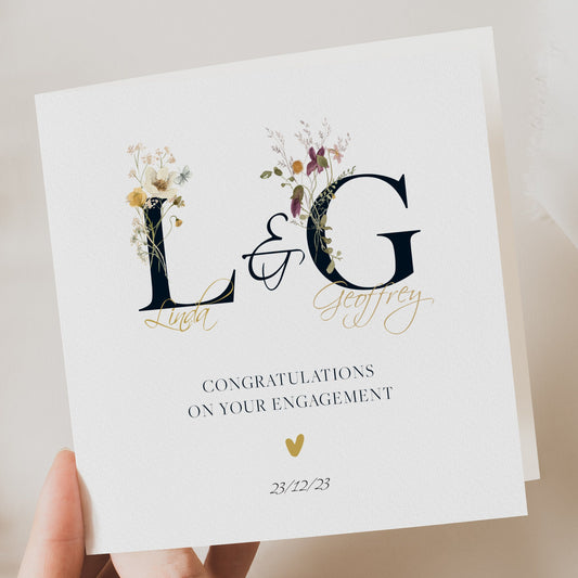 Engagement Card, Initials Personalised Engagement Card, Personalised Congratulations on your Engagement card, You're engaged card