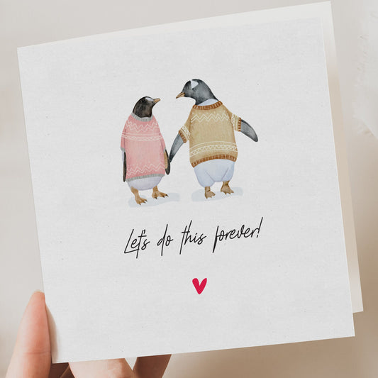 Valentines Card husband, Valentines wife, Anniversary card, Card for Girlfriend, BOYFRIEND, Valentine Card for her, Card for Him, Penguin