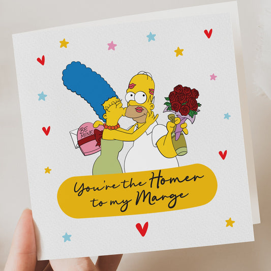 Anniversary card, Homer and Marge Simpson, simpsons funny Valentine’s Day card, funny greetings card