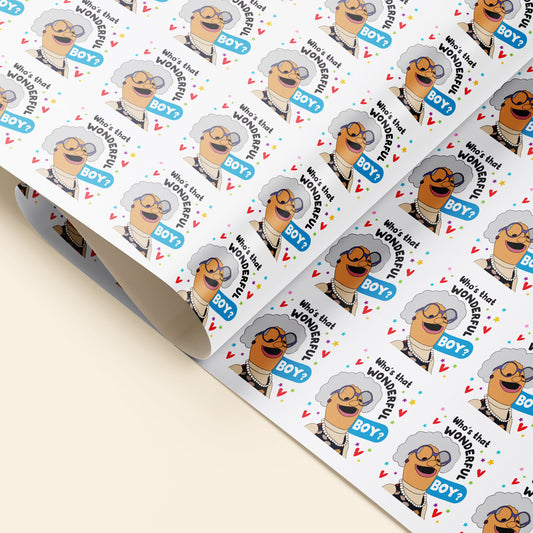 Funny Boyfriend Valentines wrapping paper, Who's That Wonderful Boy Valentines For Husband, Nanalan Anniversary Card, TikTok Meme Gift Him