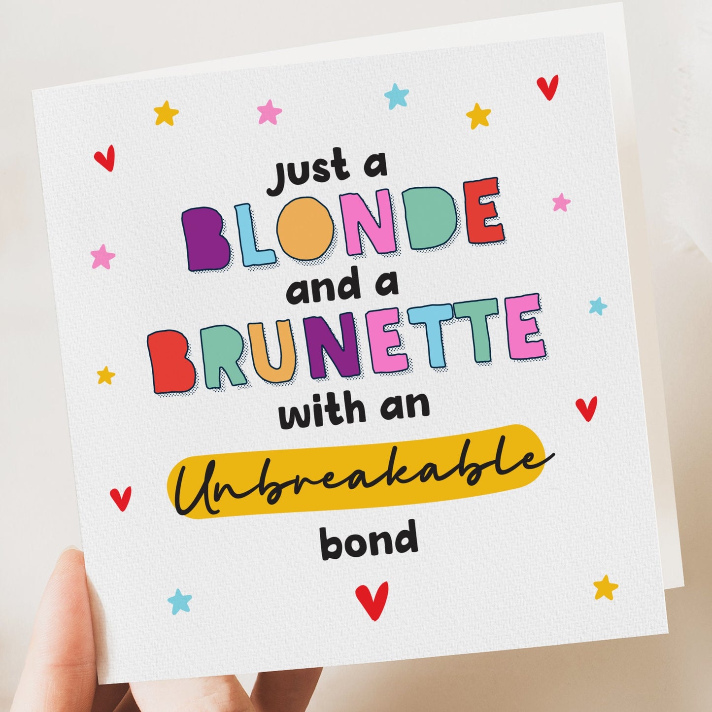 Bestie Birthday Card, Funny Birthday Card For Best Friend, Joke Birthday Sister Card For Her, Brunette and a Blonde with an Unbreakable Bond