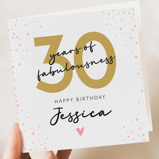 30th Birthday Card, Personalised, For Daughter, 30 and Fabulous Birthday Card For Her, Sister Birthday Gift, Any Age 21st, 30th, 40th, 50th