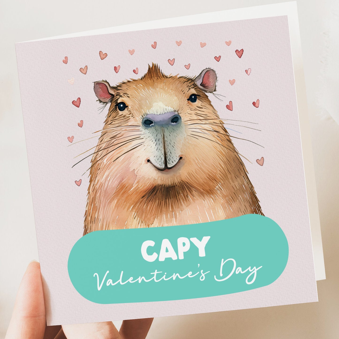 Capy Valentine's Day Card - Happy Capybara Cards - Capybara Lover Gift Token - Animals Cute Pun Funny Galentines Valentines Gift for Her