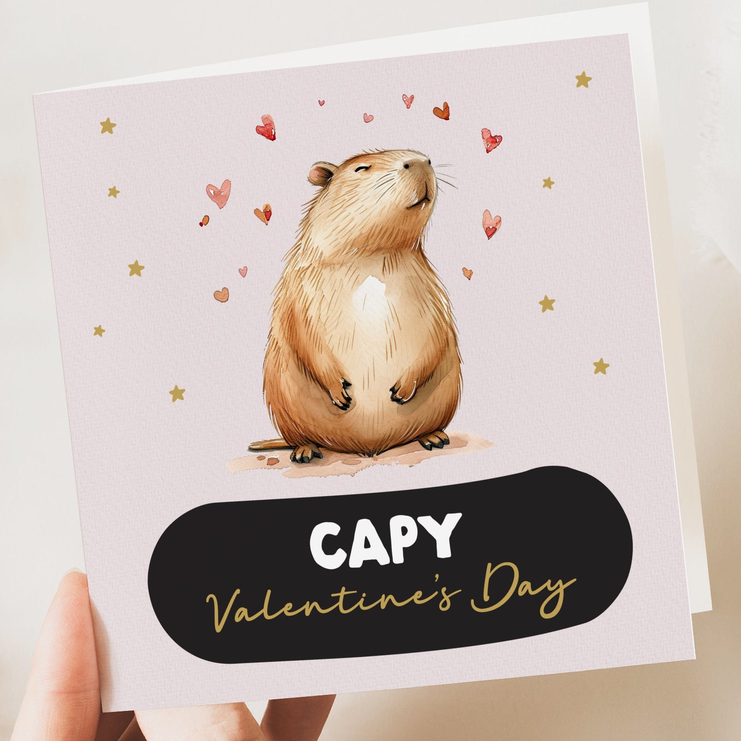 Capy Valentine's Day Card - Happy Capybara Cards - Capybara Lover Gift Token - Animals Cute Pun Funny Galentines Valentines Gift for Her