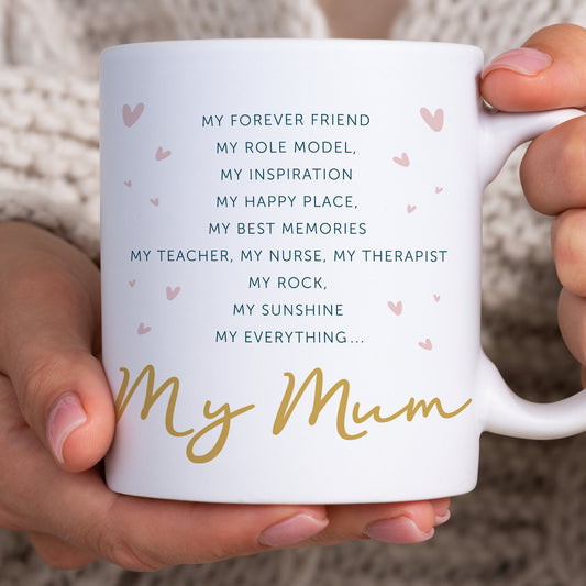 Poem Mothers Day Mug & Coaster Gift, Personalised Mother's Day Ceramic Gift Set for New Mum, Mummy, Mama, Mam, Mom, Birthday